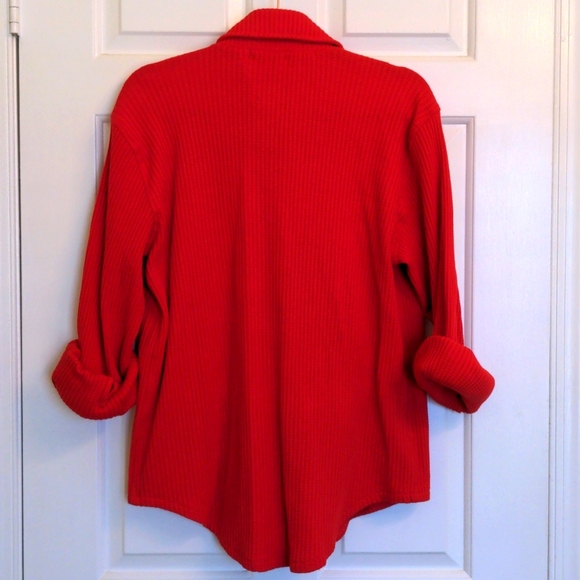 NWT Brushed Back Waffle Weave Shirt Jacket - Holiday Red - Picture 2 of 11